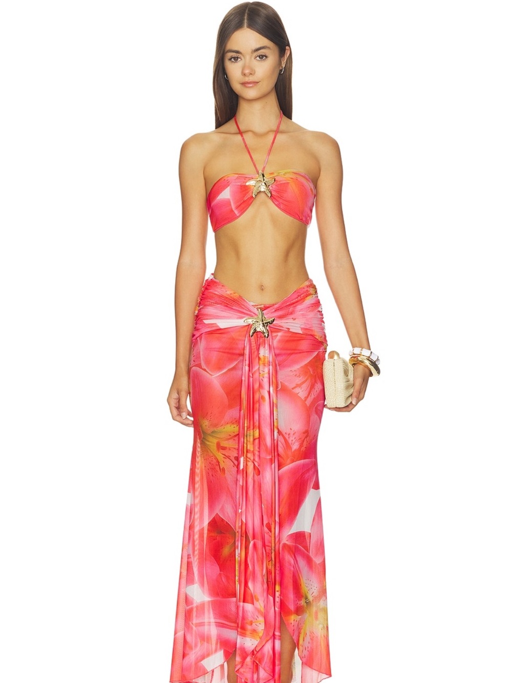 REVOLVE Red Floral Bandeau Top and Skirt Set Superdown